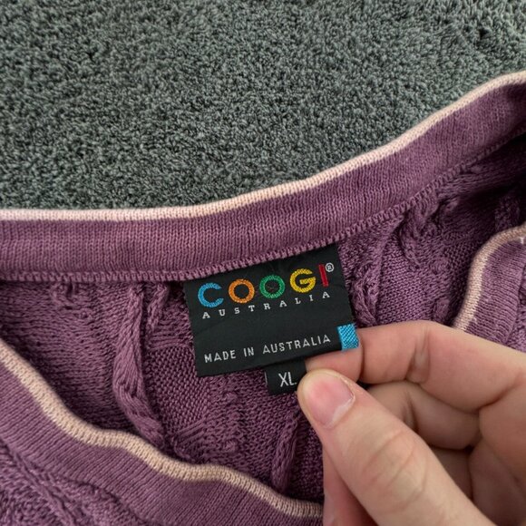 COOGI Australia Sweater Purple Short Sleeve XL Long 3D Knit Pullover Adult Uni - Picture 6 of 16